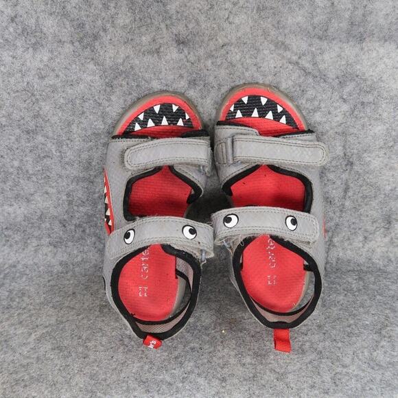 Carters Shoes Kids 11 Sandals Shark Grey Adjustable Straps Sport Active Comfort - Picture 7 of 13